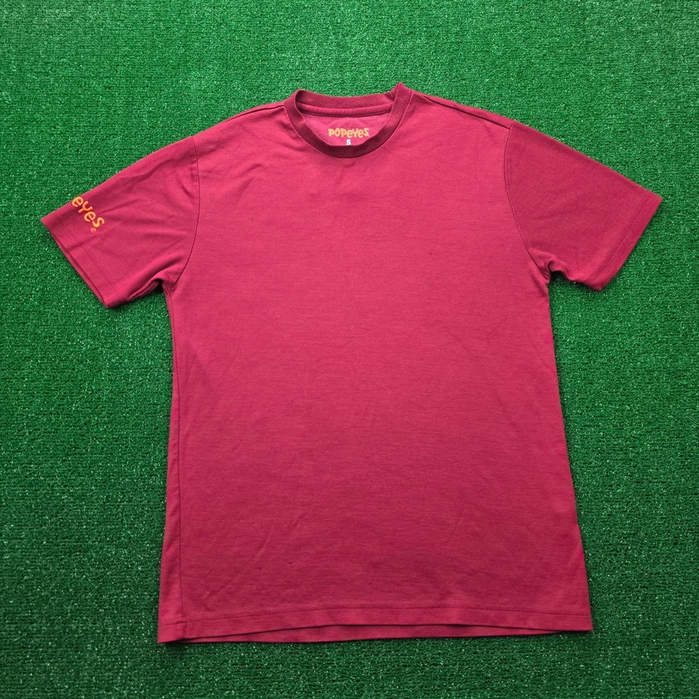 Popeyes Chicken Employee Shirt Unisex Small Maroon Short Sleeve Uniform Work